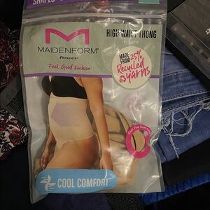 Maidenform High Waist Thong Shaper in Nude/Cream